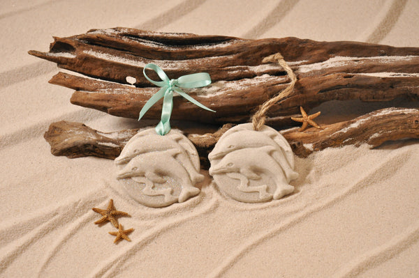 SAND ORNAMENT, CHRISTMAS TREE ORNAMENT, TROPICAL CHRISTMAS DECORATIONS, COASTAL ORNAMENT, SAND ORNAMENT, TROPICAL ORNAMENT, ARENOPHILE, SANTA, CHRISTMAS ORNAMENT, FLORIDA, DOLPHINS