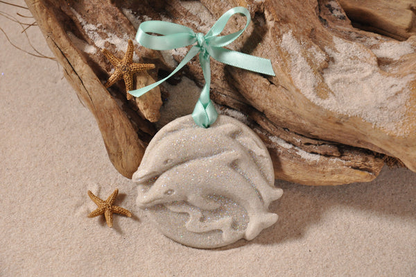 SAND ORNAMENT, CHRISTMAS TREE ORNAMENT, TROPICAL CHRISTMAS DECORATIONS, COASTAL ORNAMENT, SAND ORNAMENT, TROPICAL ORNAMENT, ARENOPHILE, SANTA, CHRISTMAS ORNAMENT, FLORIDA, DOLPHINS