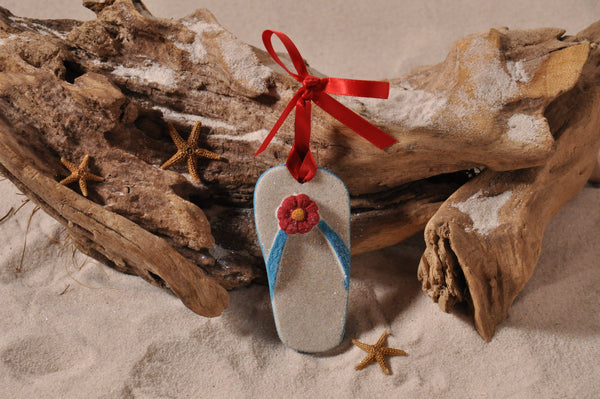 SAND ORNAMENT, CHRISTMAS TREE ORNAMENT, TROPICAL CHRISTMAS DECORATIONS, COASTAL ORNAMENT, SAND ORNAMENT, TROPICAL ORNAMENT, ARENOPHILE, SANTA, CHRISTMAS ORNAMENT, FLORIDA, BEACH, FLIP FLOP