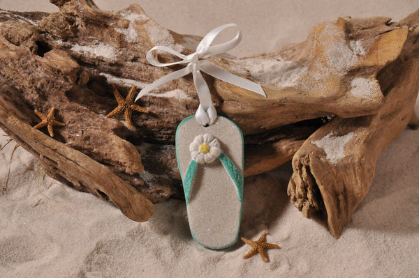 SAND ORNAMENT, CHRISTMAS TREE ORNAMENT, TROPICAL CHRISTMAS DECORATIONS, COASTAL ORNAMENT, SAND ORNAMENT, TROPICAL ORNAMENT, ARENOPHILE, SANTA, CHRISTMAS ORNAMENT, FLORIDA, BEACH, FLIP FLOP