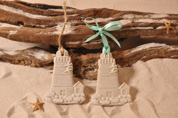 SAND ORNAMENT, CHRISTMAS TREE ORNAMENT, TROPICAL CHRISTMAS DECORATIONS, COASTAL ORNAMENT, SAND ORNAMENT, TROPICAL ORNAMENT, ARENOPHILE, SANTA, CHRISTMAS ORNAMENT, BEACH, LIGHTHOUSE