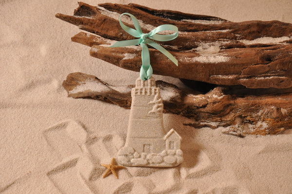 SAND ORNAMENT, CHRISTMAS TREE ORNAMENT, TROPICAL CHRISTMAS DECORATIONS, COASTAL ORNAMENT, SAND ORNAMENT, TROPICAL ORNAMENT, ARENOPHILE, SANTA, CHRISTMAS ORNAMENT, BEACH, LIGHTHOUSE