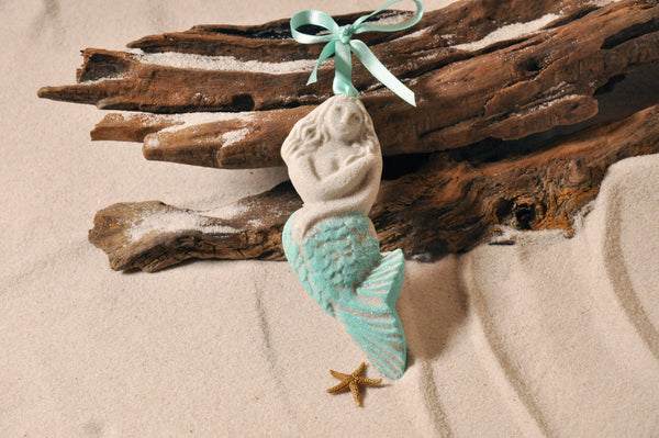 SAND ORNAMENT, CHRISTMAS TREE ORNAMENT, TROPICAL CHRISTMAS DECORATIONS, COASTAL ORNAMENT, SAND ORNAMENT, TROPICAL ORNAMENT, ARENOPHILE, SANTA, CHRISTMAS ORNAMENT, FLORIDA, MERMAID