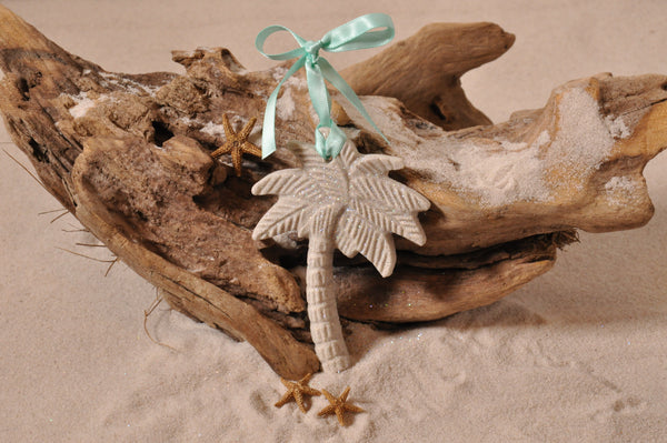 SAND ORNAMENT, CHRISTMAS TREE ORNAMENT, TROPICAL CHRISTMAS DECORATIONS, COASTAL ORNAMENT, SAND ORNAMENT, TROPICAL ORNAMENT, ARENOPHILE, SANTA, CHRISTMAS ORNAMENT, FLORIDA, PALM TREE