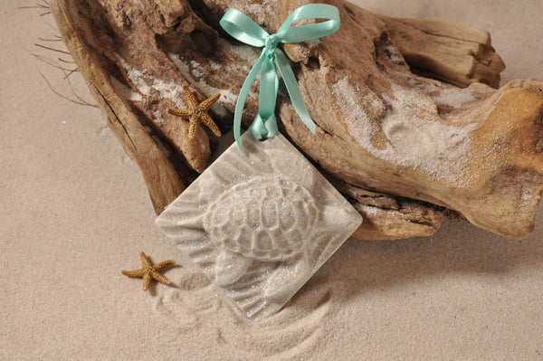SAND ORNAMENT, CHRISTMAS TREE ORNAMENT, TROPICAL CHRISTMAS DECORATIONS, COASTAL ORNAMENT, SAND ORNAMENT, TROPICAL ORNAMENT, ARENOPHILE, HANO, SEA TURTLE, TURTLE