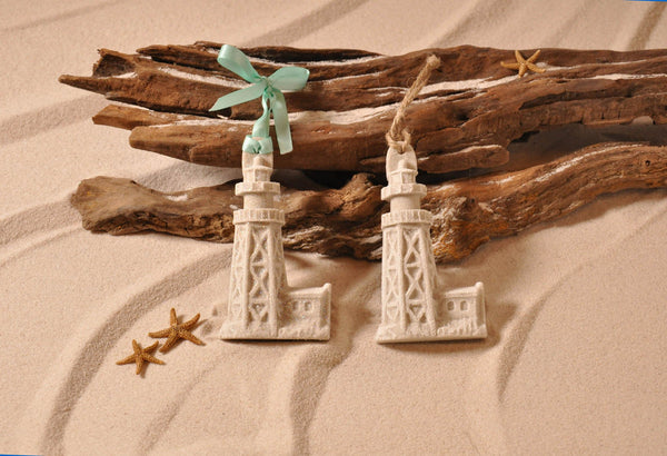 SAND ORNAMENT, CHRISTMAS TREE ORNAMENT, TROPICAL CHRISTMAS DECORATIONS, COASTAL ORNAMENT, SAND ORNAMENT, TROPICAL ORNAMENT, ARENOPHILE, SANTA, CHRISTMAS ORNAMENT, SANIBEL, LIGHTHOUSE