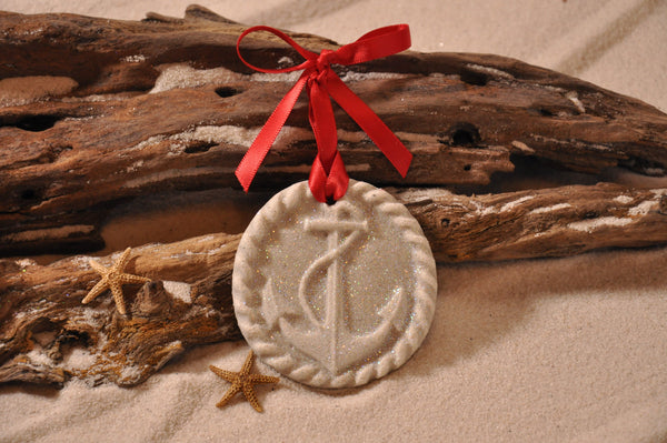 SAND ORNAMENT, CHRISTMAS TREE ORNAMENT, TROPICAL CHRISTMAS DECORATIONS, COASTAL ORNAMENT, SAND ORNAMENT, TROPICAL ORNAMENT, ARENOPHILE, SANTA, CHRISTMAS ORNAMENT, FLORIDA, ANCHOR