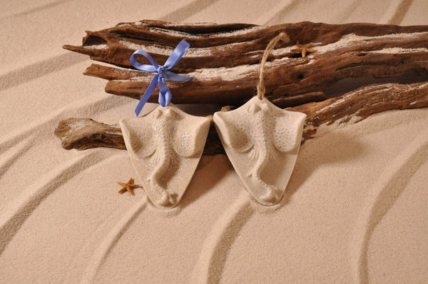 SAND ORNAMENT, CHRISTMAS TREE ORNAMENT, TROPICAL CHRISTMAS DECORATIONS, COASTAL ORNAMENT, SAND ORNAMENT, TROPICAL ORNAMENT, ARENOPHILE, SANTA, CHRISTMAS ORNAMENT, BEACH, STINGRAY