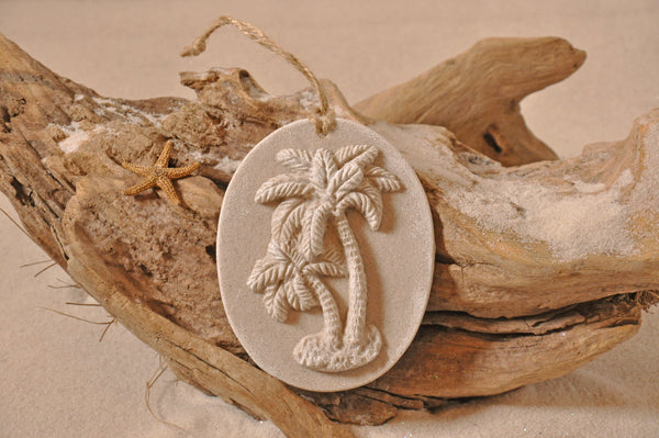 SAND ORNAMENT, CHRISTMAS TREE ORNAMENT, TROPICAL CHRISTMAS DECORATIONS, COASTAL ORNAMENT, SAND ORNAMENT, TROPICAL ORNAMENT, ARENOPHILE, SANTA, CHRISTMAS ORNAMENT, FLORIDA, PALMETTO PALM