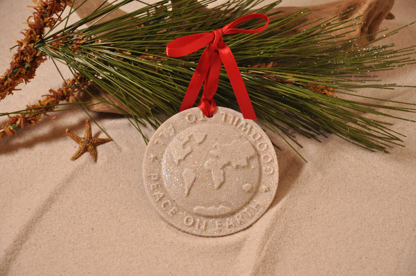 SAND ORNAMENT, CHRISTMAS TREE ORNAMENT, TROPICAL CHRISTMAS DECORATIONS, COASTAL ORNAMENT, SAND ORNAMENT, TROPICAL ORNAMENT, ARENOPHILE, SANTA, CHRISTMAS ORNAMENT, PEACE