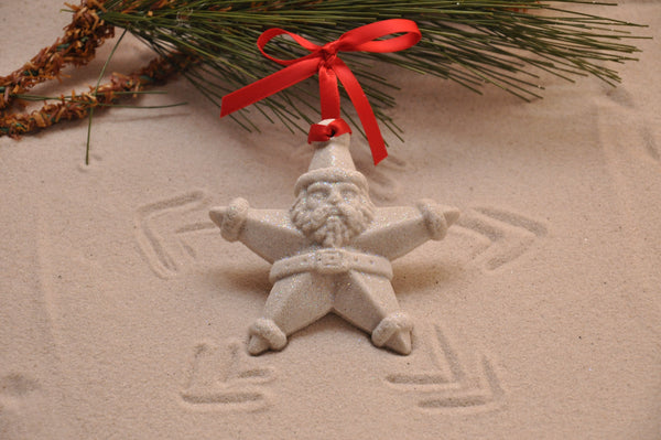 SAND ORNAMENT, CHRISTMAS TREE ORNAMENT, TROPICAL CHRISTMAS DECORATIONS, COASTAL ORNAMENT, SAND ORNAMENT, TROPICAL ORNAMENT, ARENOPHILE, SANTA, CHRISTMAS ORNAMENT