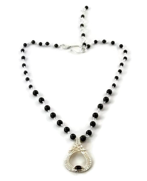 Argentium sterling silver mini cutout drop necklace with garnet cold fusion jewelry handmade silver jewelry sterling silver jewelry artisan jewelry one of a kind jewelry unique jewelry