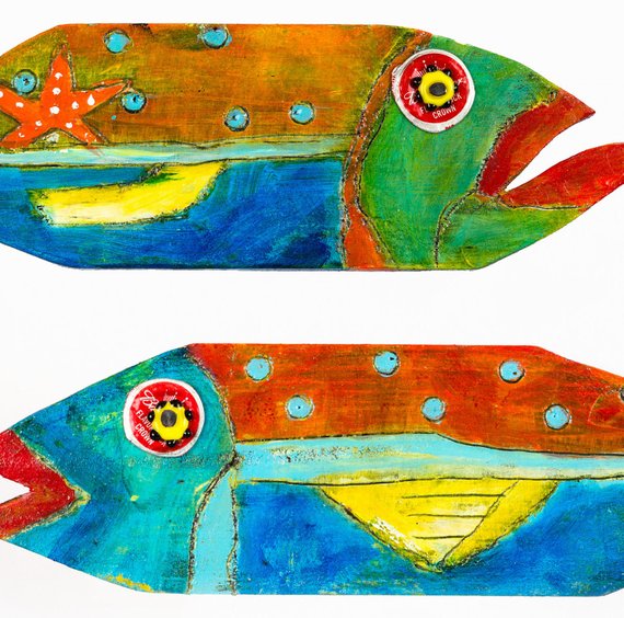 Painted wooden fish fish art wooden fish Blue Gills fish art blue wood plank art unique fish art wooden coastal decor beach wall art decor coastal wall art beach themed wall art unique fish art