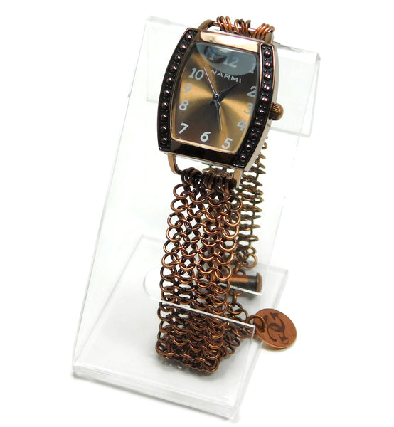 Antiqued Copper European 4 in 1 Chainmaille Watch chainmaille bracelet chainmail jewelry chainmaille geometric jewelry geometric bracelet european 4 in 1 chainmail bracelet copper chainmail copper chainmaille copper jewelry
