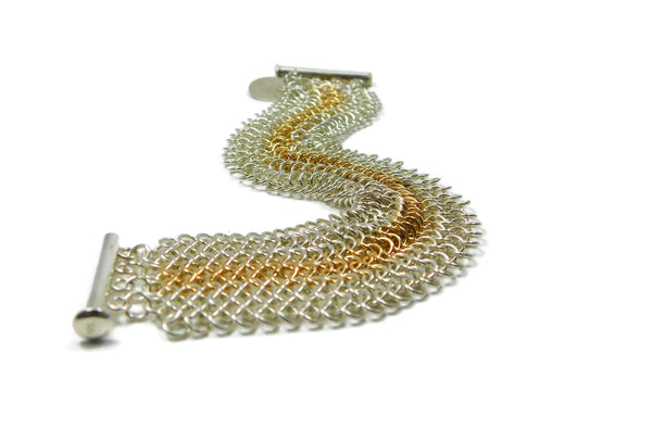 Sterling Silver & 14kt Gold Fill European 4 in 1 Chainmaille Bracelet