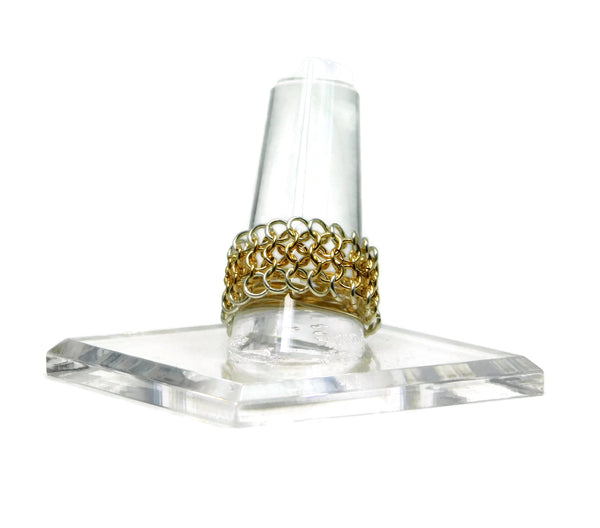 Sterling Silver and 14kt Gold Fill European 4 in 1 Chainmaille Ring