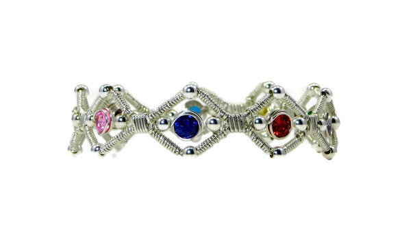 Sterling Silver Multi Gem Bangle Bracelet