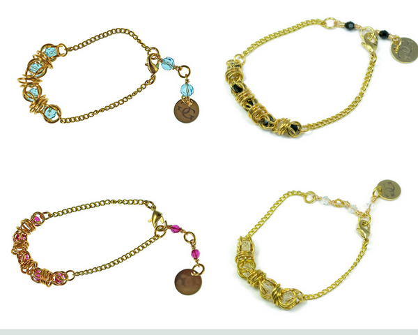 14kt gold fill captured swarovski crystal chainmaille bracelets
