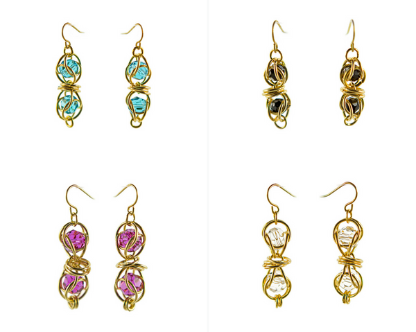 14kt gold fill captured swarovski crystal chainmaille earrings