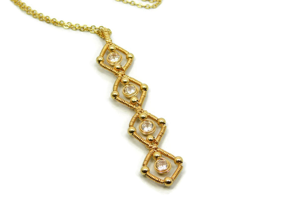 14kt Gold Fill Quad Gem Pendant