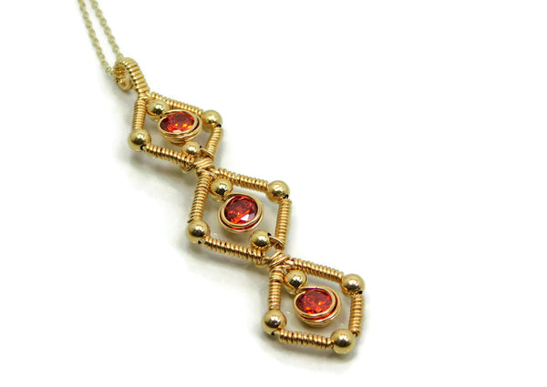 14kt Gold Fill Triple Gem Pendant