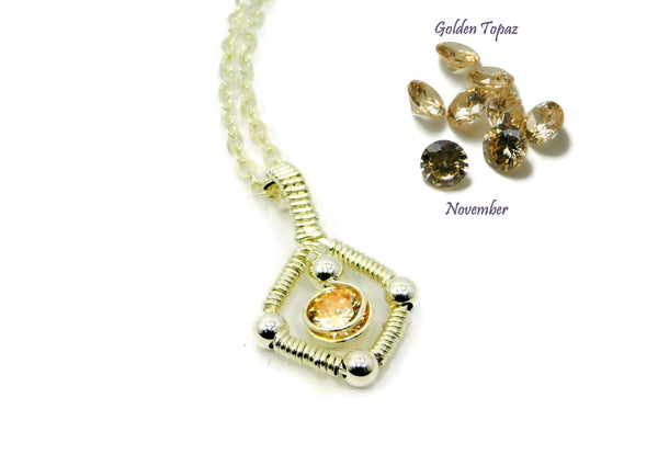 Vibrant Collection - Sterling Silver Single Gem Pendant