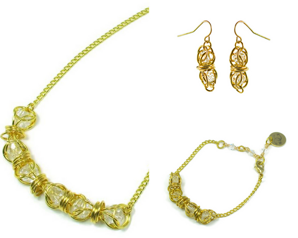 Swarovski Captured Crystal and Sterling Silver or 14kt Gold Fill Earrings, Necklace or Bracelet