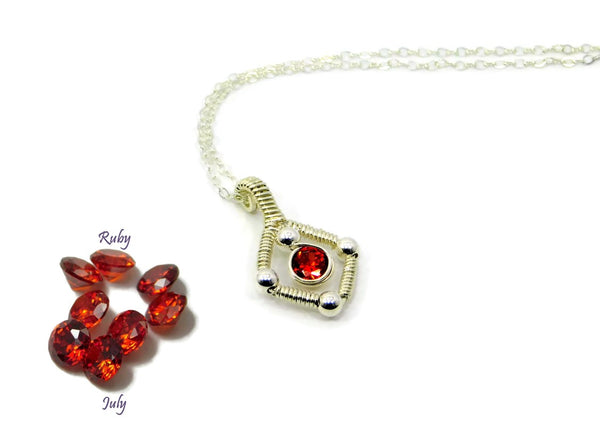 Vibrant Collection - Sterling Silver Single Gem Pendant