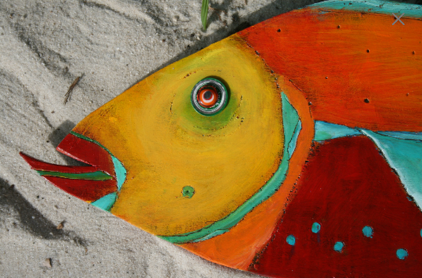 wood plank art wood painting art fish art blue unique fish art wooden coastal decor beach wall art coastal wall art beach themed wall art canvas art whimsical fish art