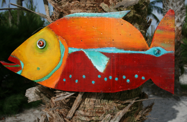 wood plank art wood painting art fish art blue unique fish art wooden coastal decor beach wall art coastal wall art beach themed wall art canvas art whimsical fish art