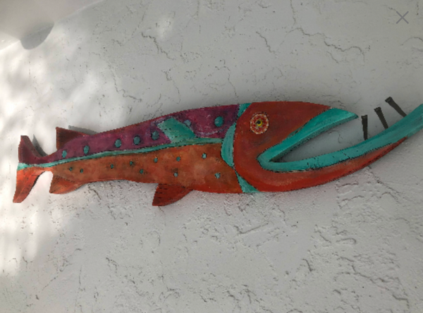 wood plank art wood painting art fish art blue unique fish art wooden coastal decor beach wall art coastal wall art beach themed wall art canvas art whimsical fish art