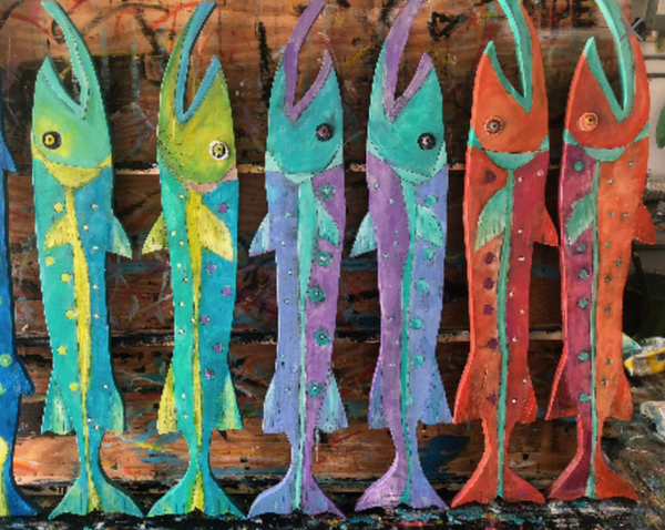 wood plank art wood painting art fish art blue unique fish art wooden coastal decor beach wall art coastal wall art beach themed wall art canvas art whimsical fish art
