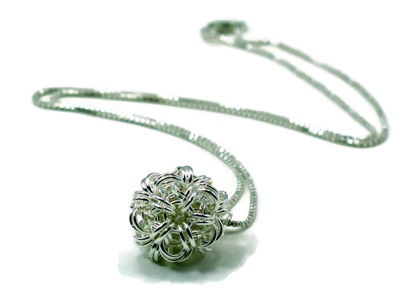 Sterling Silver Dodecahedron Chainmaille Necklace