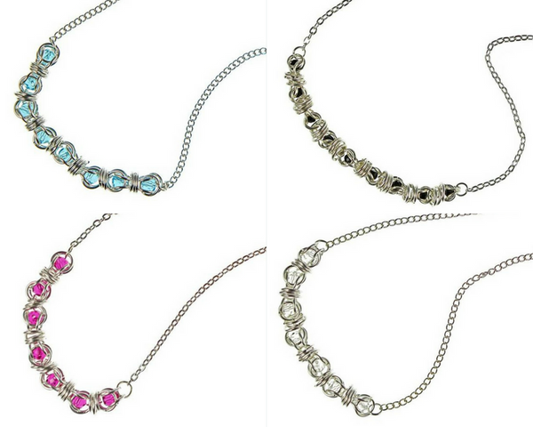 Sterling Silver Captured Swarovski Crystal Chainmaille Necklaces