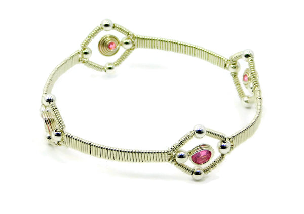 Vibrant Collection - Sterling Silver Quad Gem Bangle Bracelet