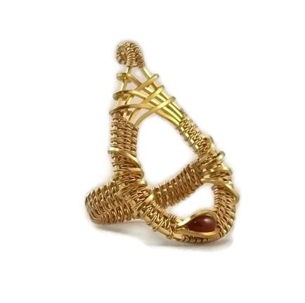 14kt gold fill mini cutout drop ring with carnelian