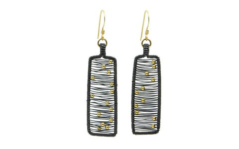 Hand wrapped cold fusion oxidized sterling silver, 14kt gold fill earrings oxidized sterling silver oxidized sterling silver and gold gold and silver jewelry gold with black silver black silver jewelry artisan jewelry handmade gemstone jewelry one of a kind jewelry unique jewelry
