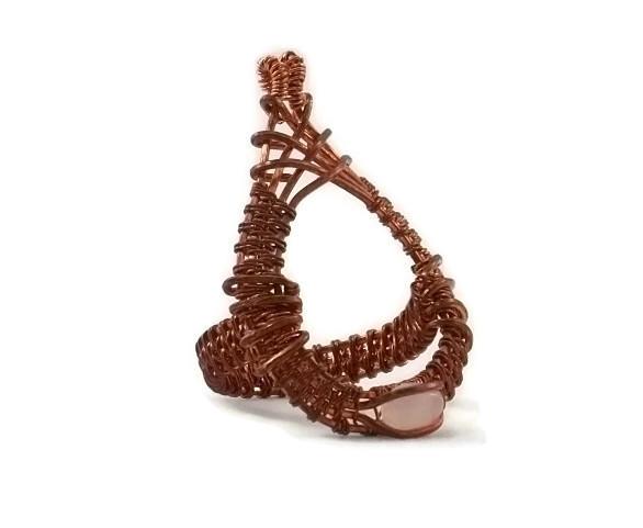 oxidized raw copper mini cutout drop ring with rose quartz cold fusion jewelry handmade silver jewelry sterling silver jewelry artisan jewelry one of a kind jewelry unique jewelry copper jewelry