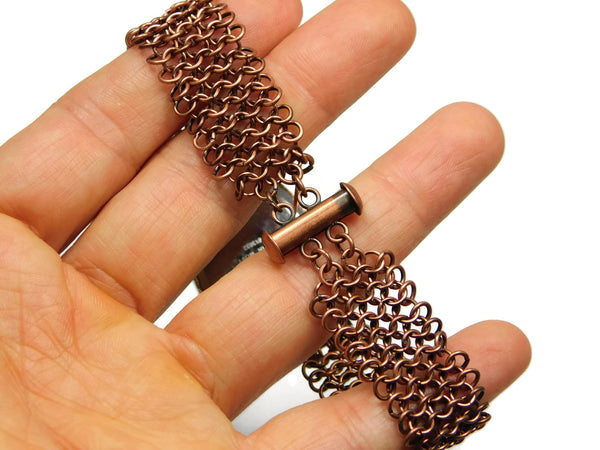Antiqued Copper European 4 in 1 Chainmaille Slide Lock Clasp chainmaille bracelet chainmail jewelry chainmaille geometric jewelry geometric bracelet european 4 in 1 chainmail bracelet copper chainmail copper chainmaille copper jewelry