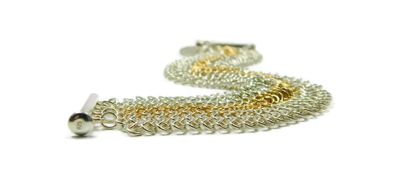 Sterling Silver & 14kt Gold Fill European 4 in 1 Chainmaille Bracelet