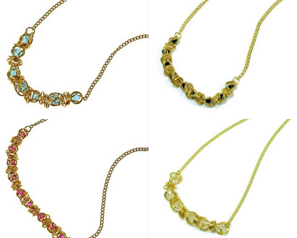 14kt gold fill captured swarovski crystal chainmaille necklaces