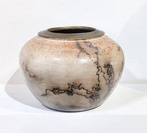 Winner: Barbara Broderick! Raffle Art by Chuck Koucky Horsehair Raku Vessel