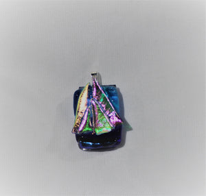 Dichroic Fused Glass Sailboat Pendant