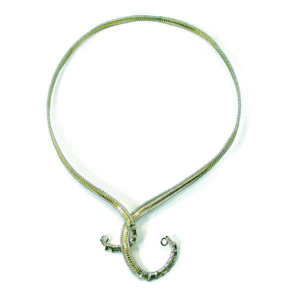 Adjustable Scroll Neckwire in Argentium Sterling Silver and 14kt Gold Fill