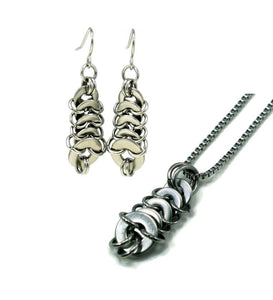 Washermaille Pillar Earrings and Necklace Set