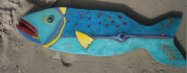 wood plank art wood painting art fish art blue unique fish art wooden coastal decor beach wall art coastal wall art beach themed wall art canvas art whimsical fish art