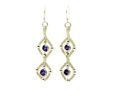Sterling Silver Double Gem Earrings