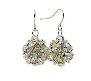Sterling Silver Dodecahedron Chainmaille Earrings