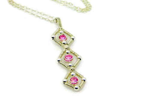 Sterling Silver Triple Gem Pendant