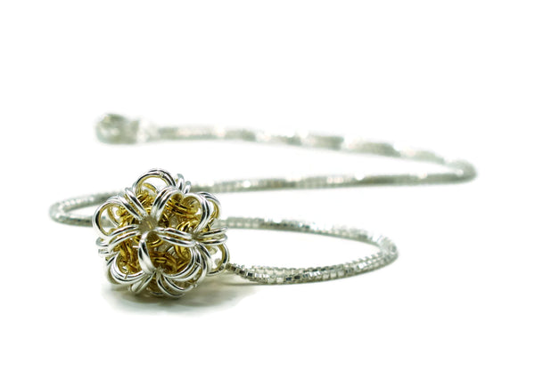 Sterling Silver & 14kt Gold Fill Dodecahedron Chainmaille Necklace